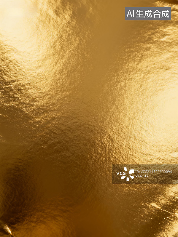 【AI数字艺术】皱巴巴的金色箔片特写图片素材