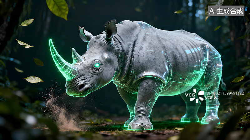 【AI数字艺术】全息投影呈现的动物图片素材