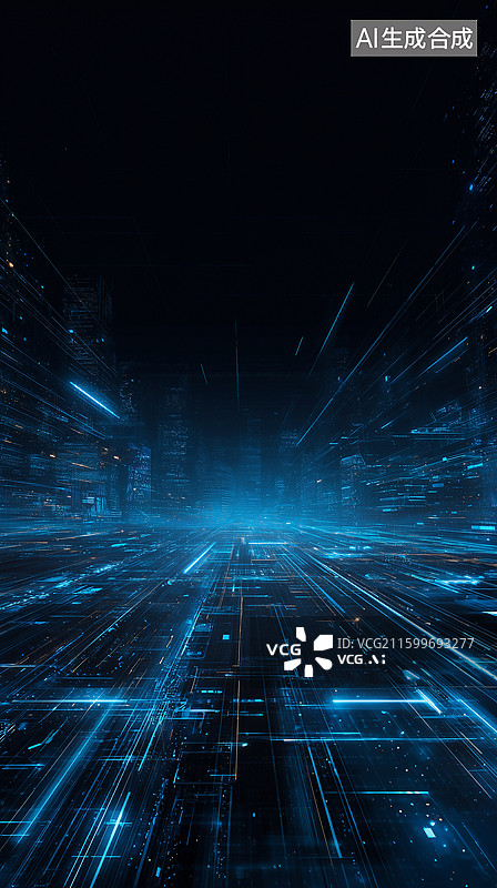 【AI数字艺术】赛博朋克放射发光粒子图片素材