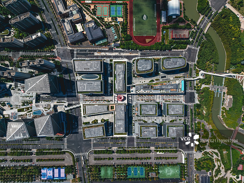 航拍上海浦东新区世博前滩图片素材