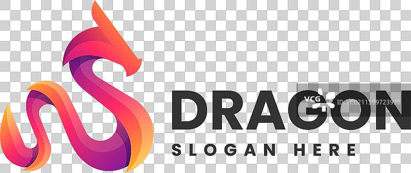 渐变多彩风格的龙形标志图片素材