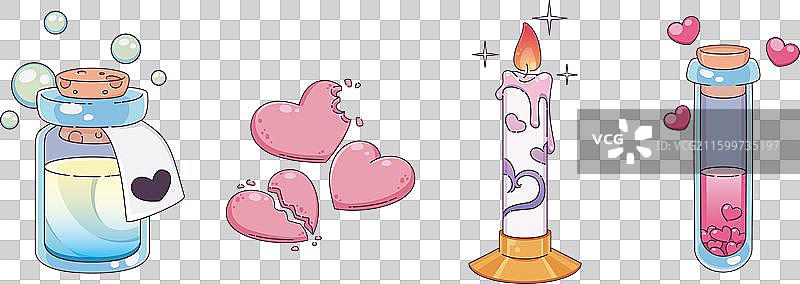 爱情咒语素材集，孤立在背景上图片素材