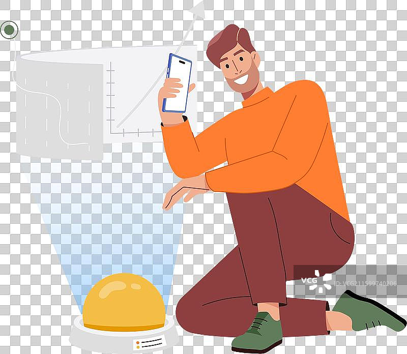 网页商务全息投影的扁平化人物图片素材