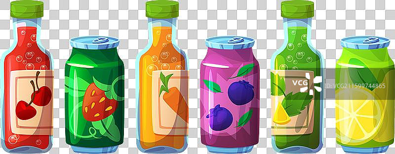 汽水罐和果汁瓶饮料图标图片素材