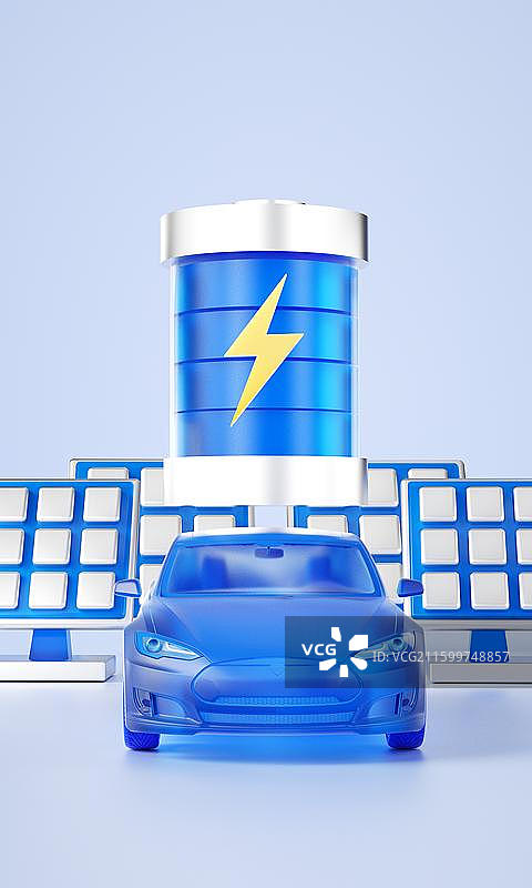 C4D蓝色科技环保新能源创意插画图片素材