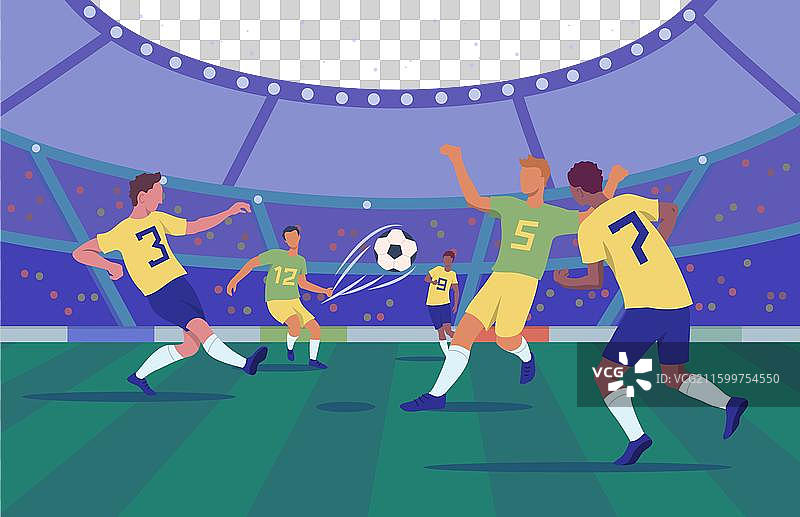 卡通彩色足球场与人物图片素材