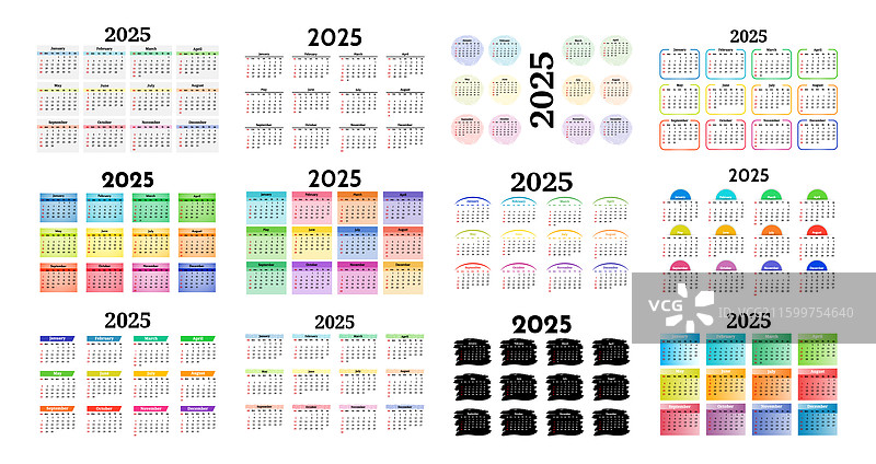2025年日历，纯白背景孤立图片素材