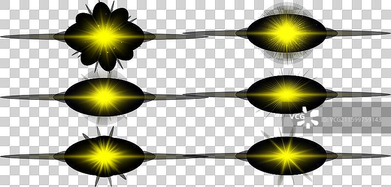 一组黄色的水平镜头光效图片素材