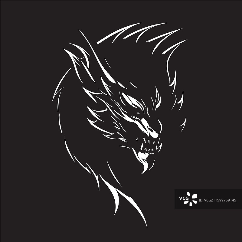 传奇风格的蛇形威严巨龙头像图标图片素材