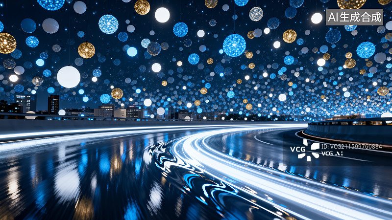 【AI数字艺术】赛博朋克风城市公路背景，城市夜景，公路车轨，汽车背景图片素材