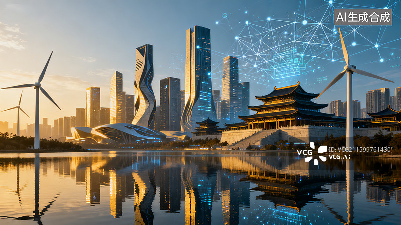 【AI数字艺术】未来科技智慧能源城市图片素材
