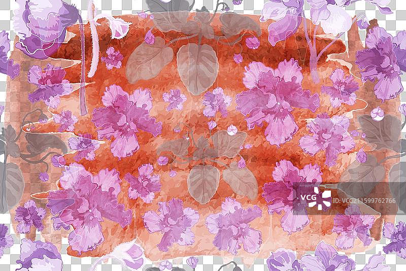 盛开的盆栽植物无缝图案图片素材