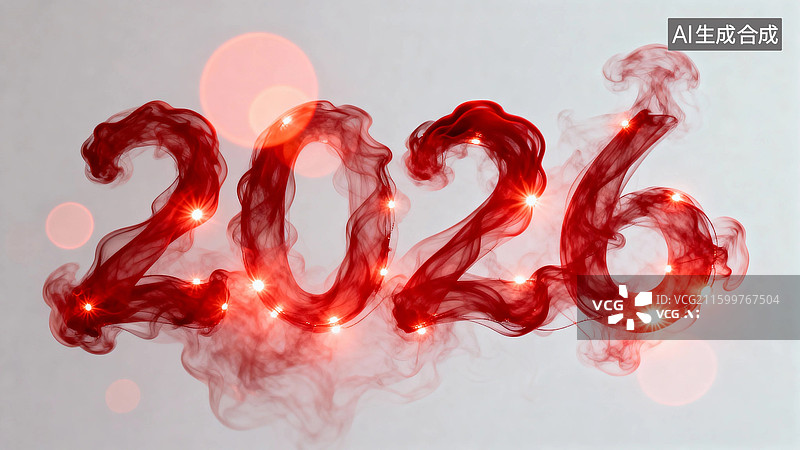【AI数字艺术】红色烟雾构成的2026数字图片素材