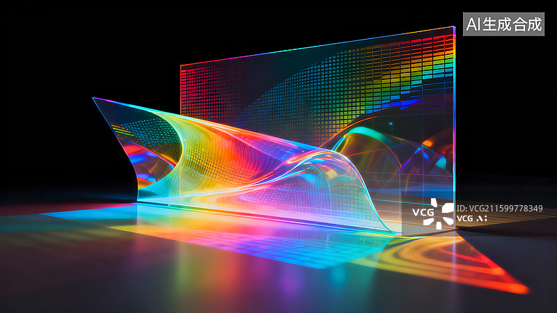 【AI数字艺术】炫彩波纹LED屏幕图片素材