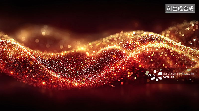 【AI数字艺术】科技感红金抽象线条图片素材