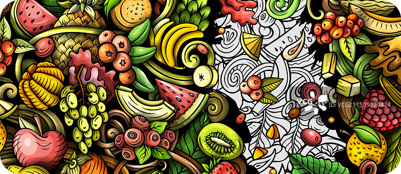 卡通涂鸦新鲜水果横幅背景图片素材