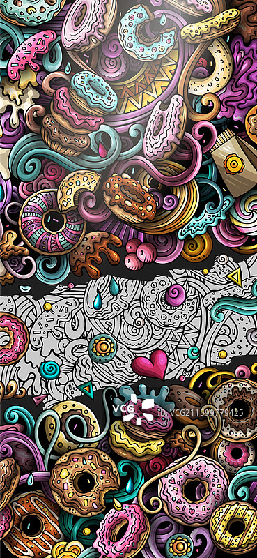 甜甜圈 手绘 涂鸦 横幅 卡通 精致图片素材