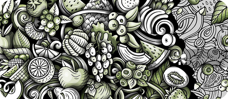 卡通涂鸦新鲜水果横幅背景图片素材