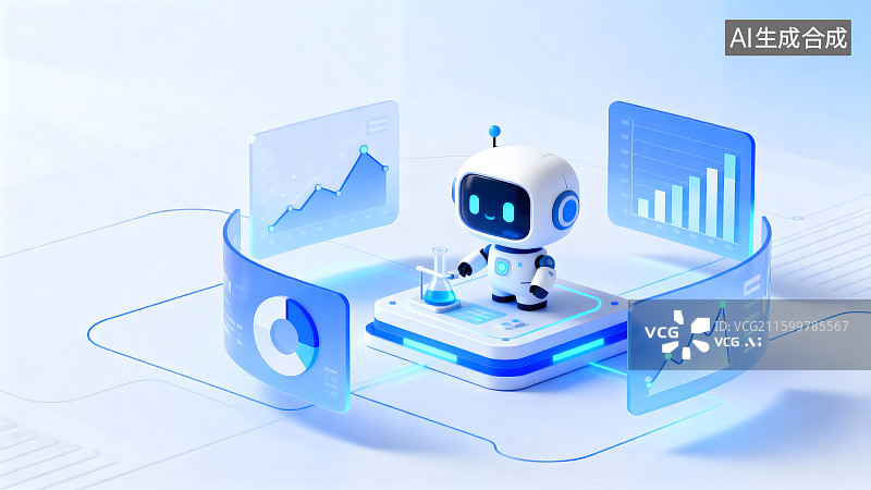 【AI数字艺术】人工智能机器人做实验分析图片素材