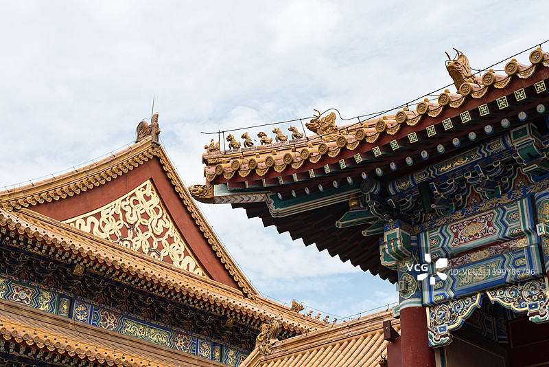 中国北京故宫东方古代传统建筑楼阁屋檐图片素材
