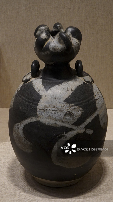 河南省博物院唐代花釉蒜头瓷壶图片素材