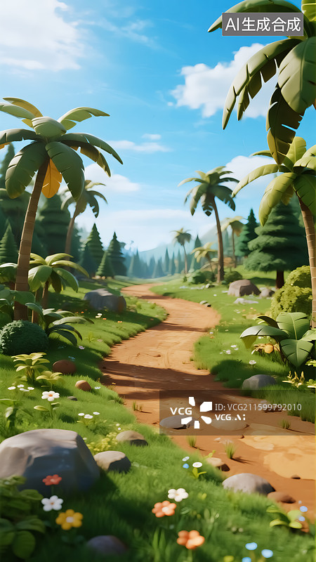 【AI数字艺术】春天森林插画图片素材