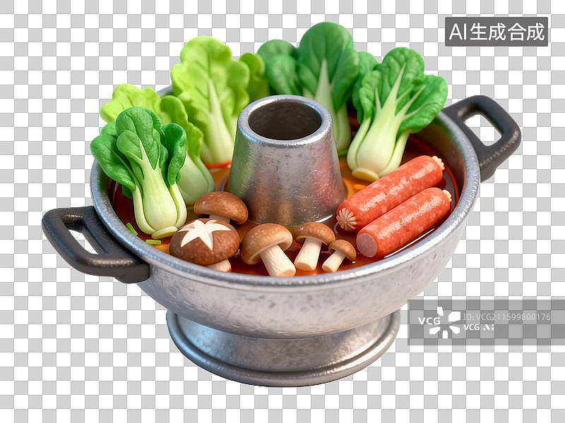 【AI数字艺术】一盆热气腾腾的火锅 3D渲染 免抠元素 插图素材图片素材