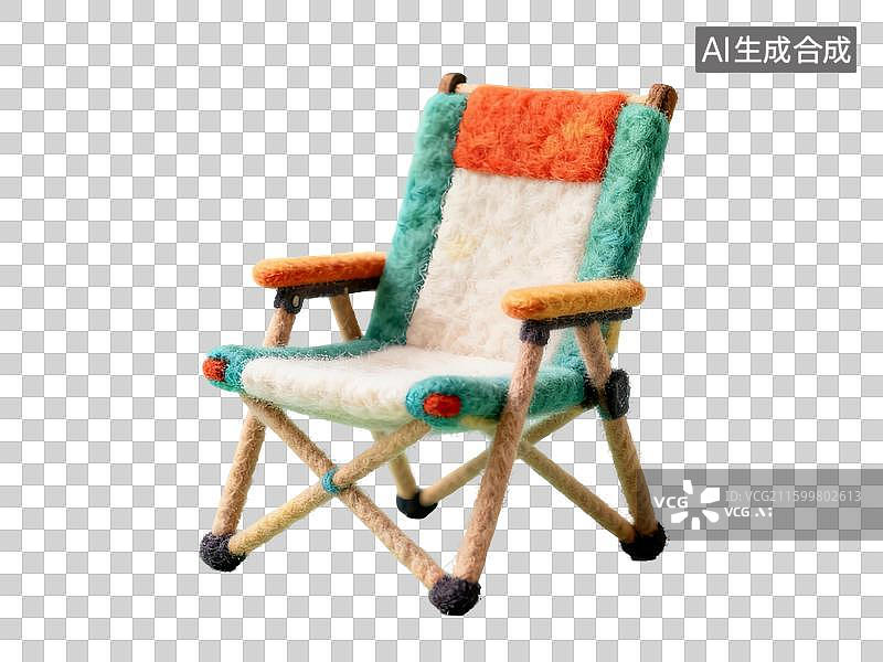 【AI数字艺术】3D毛毡国风折叠露营椅图片素材