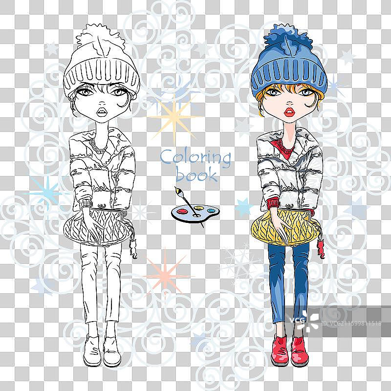 时尚涂色书页面图片素材