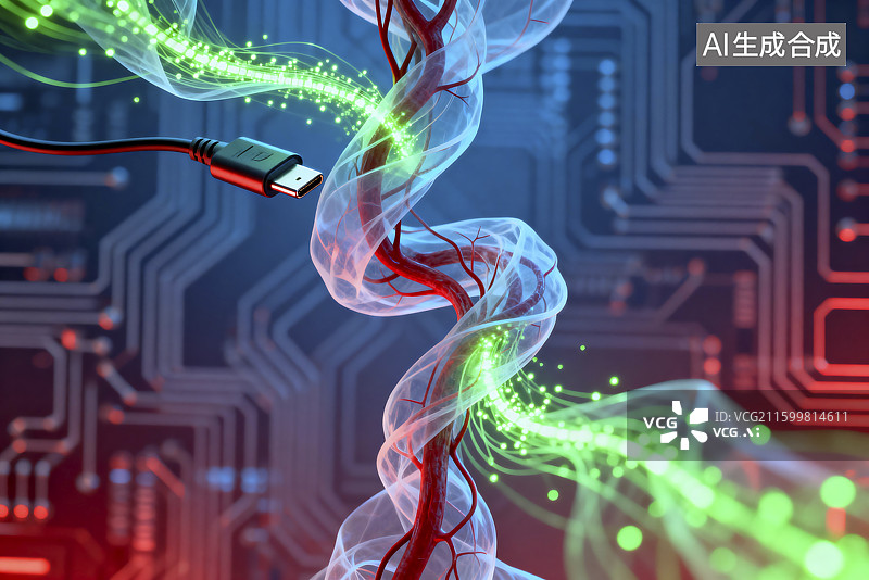 【AI数字艺术】数字连接与神经网络的未来概念图片素材