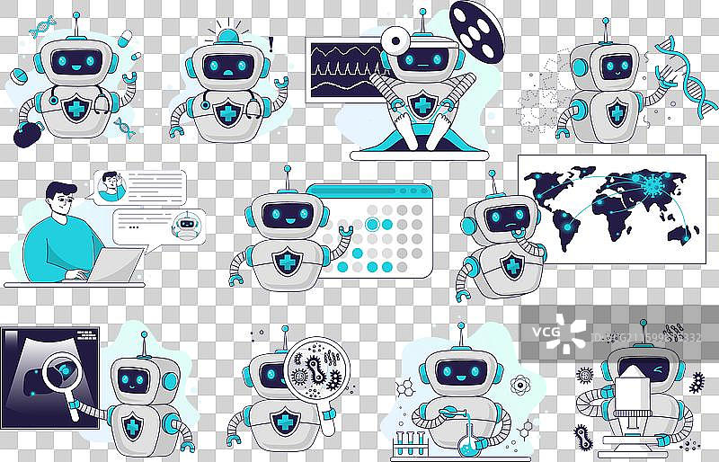 人工智能机器人助手辅助下的未来医学概念图片素材