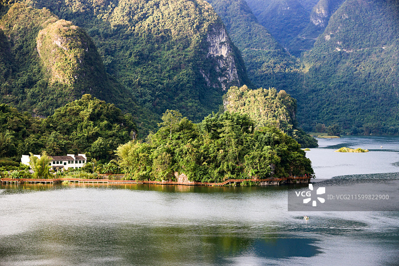 桂西北东兰县坡豪湖风光图片素材