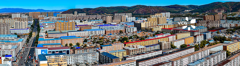 依兰县 依兰镇 通江路 东山公园 航拍图片素材