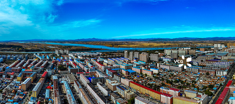 依兰县 依兰镇 通江路 东山公园 航拍图片素材