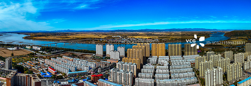 依兰县 依兰镇 通江路 东山公园 航拍图片素材