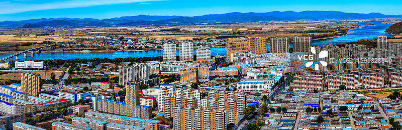 依兰县 依兰镇 通江路 东山公园 航拍图片素材