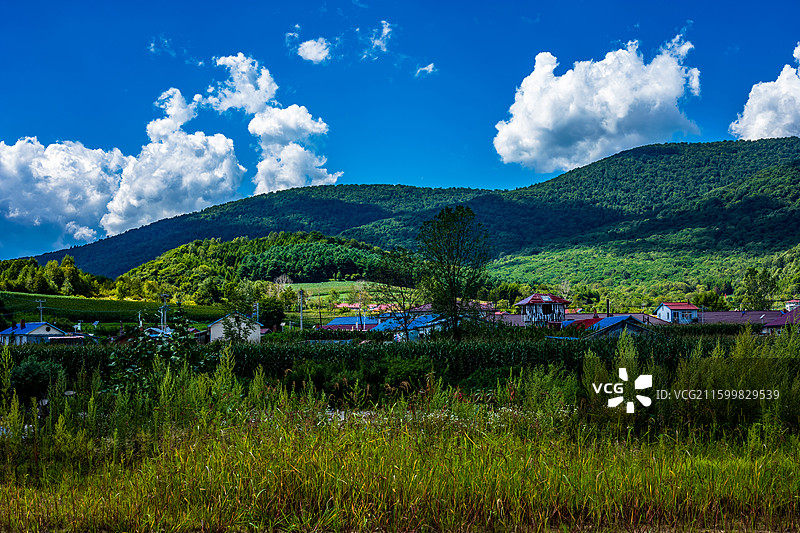 威虎山二道河子钓鱼台村风光图片素材