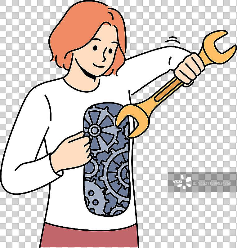 女子独立地恢复心理健康图片素材