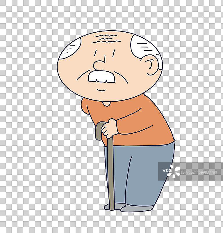 站立拄拐杖的老年人图片素材