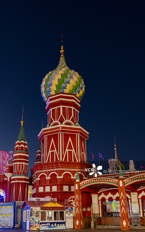 满洲里套娃广场夜景图片素材