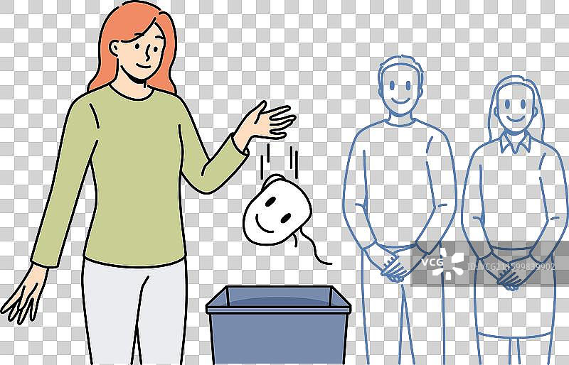 女子照顾自己的个性和丢弃图片素材