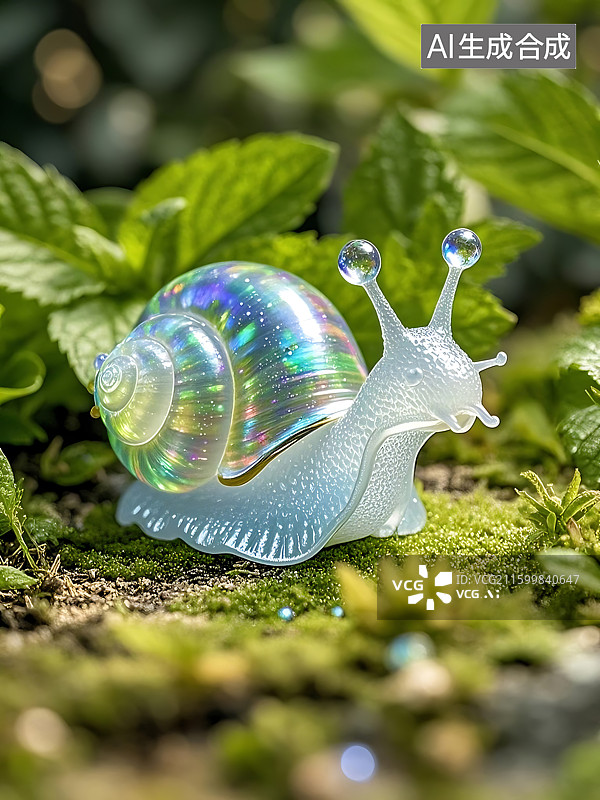 【AI数字艺术】梦幻玻璃蜗牛图片素材
