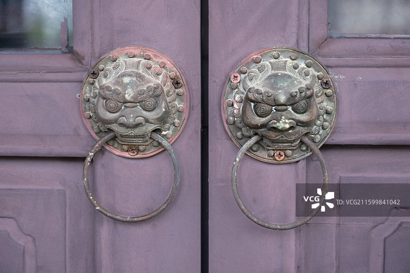 厦门园博苑之兽首门把门扣门环图片素材