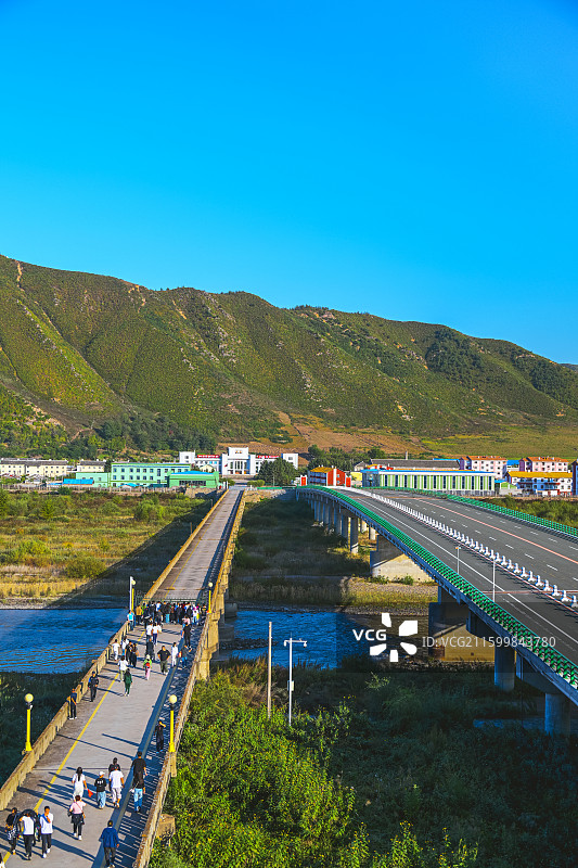 吉林延边图们朝鲜境内建筑景色图片素材