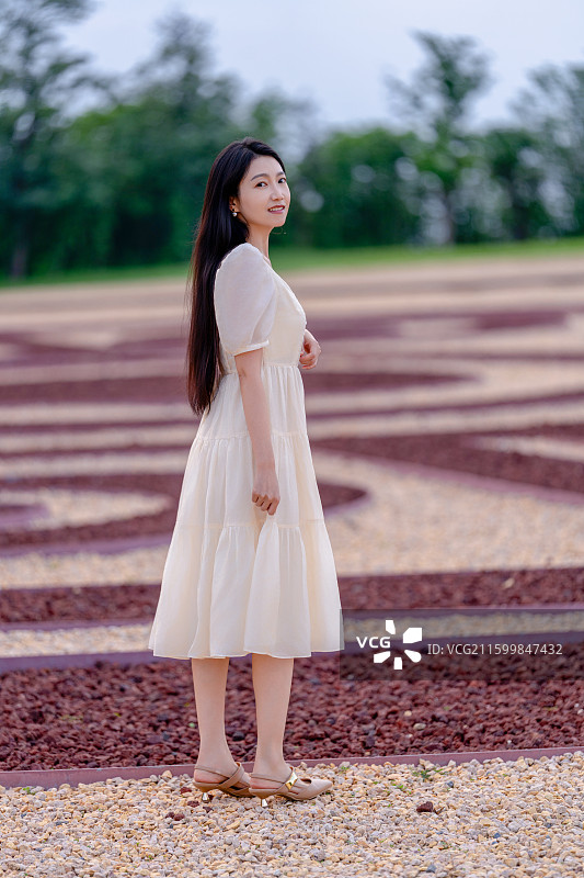 未央宫粉黛花连衣裙摄影图片素材