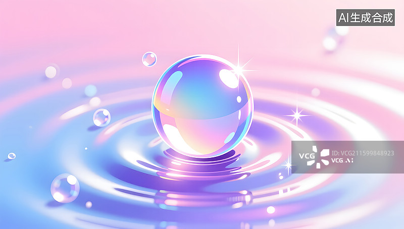 【AI数字艺术】水滴水分子的抽象商业背景图片素材