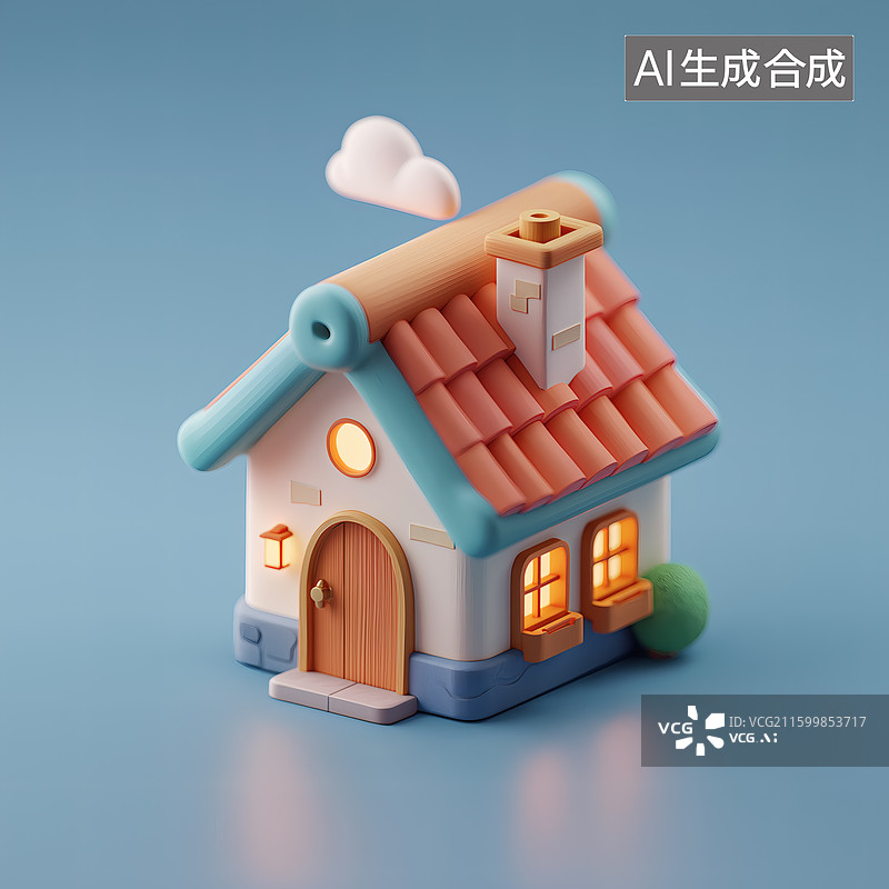 【AI数字艺术】卡通小屋：温馨小巧，梦幻童话世界图片素材