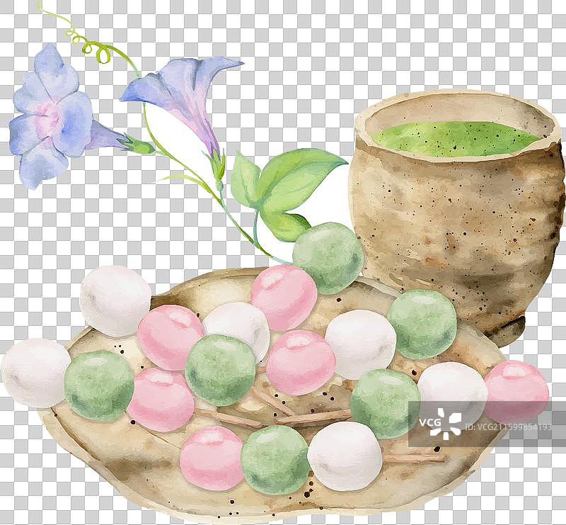 水彩手绘传统日式甜点图片素材