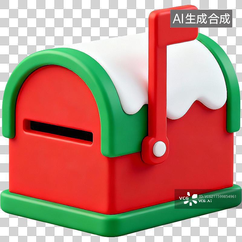 【AI数字艺术】3D圣诞信箱元素图片素材