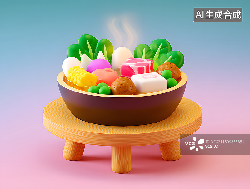 【AI数字艺术】春节火锅食物的节日美食插画图片素材
